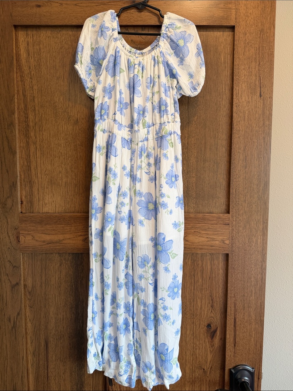 Girls White and Light Blue Floral Romper